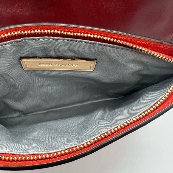 REED KRAKOFF Mini Atlantique Burgundy Red Orange Colorblock Leather Satchel Tote - Picture 6 of 17